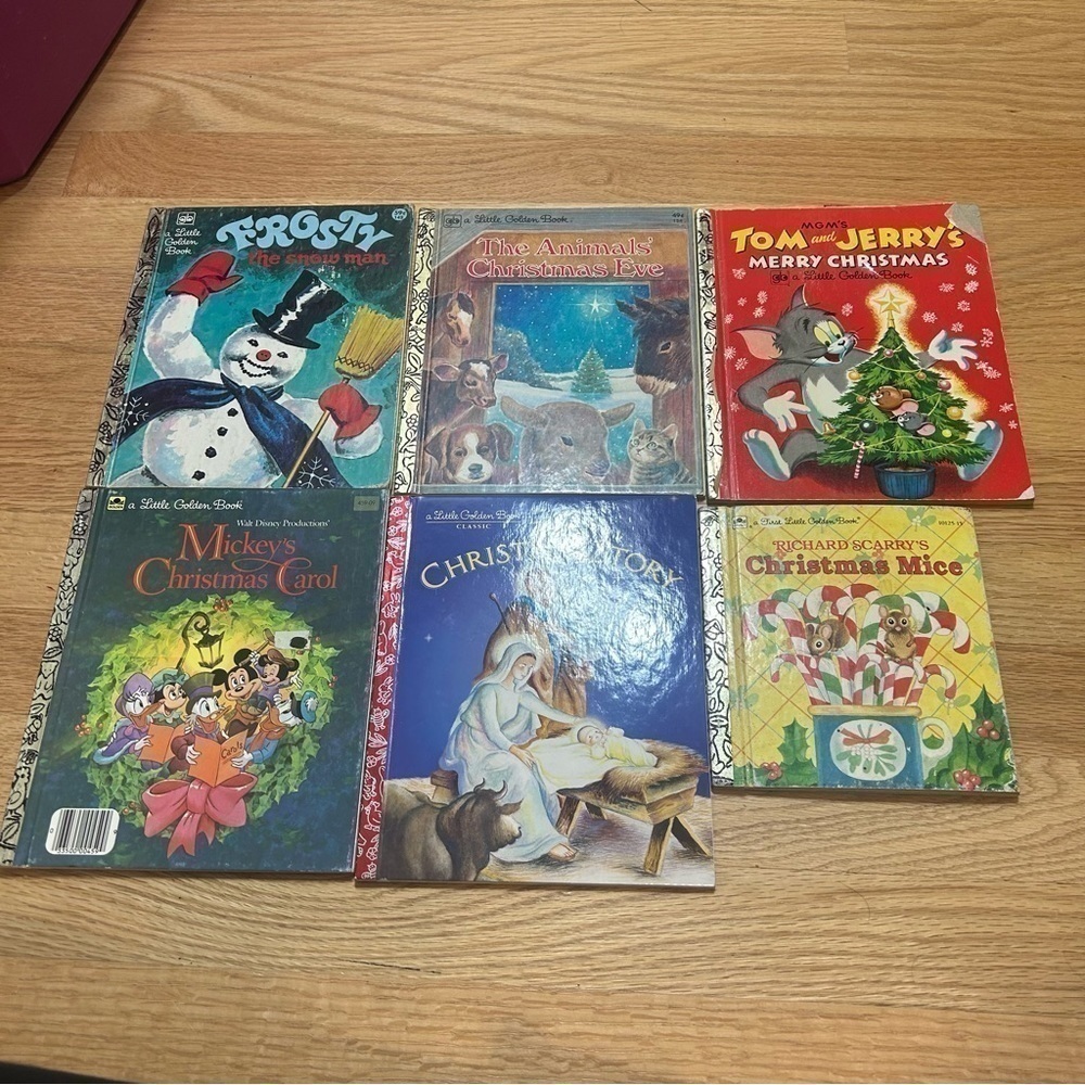 Vintage Little Golden Book Christmas Bundle Frosty Mickey Mouse Christmas Carol